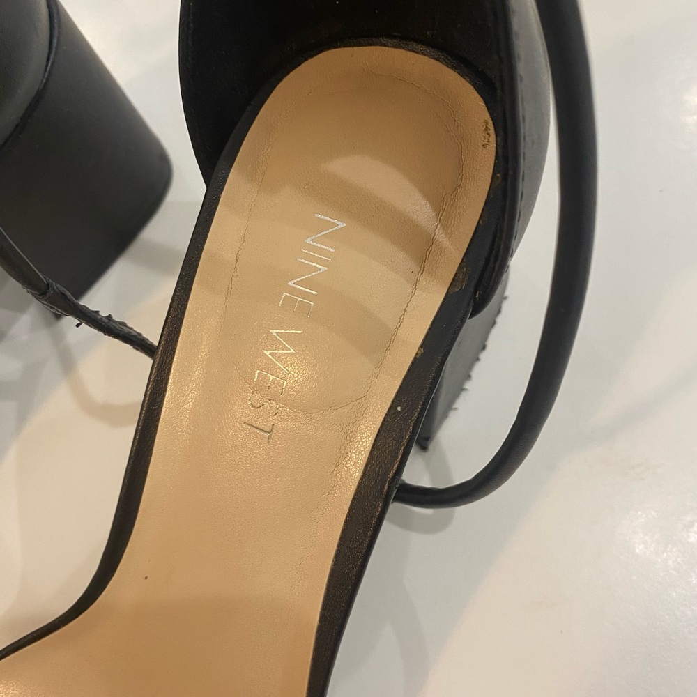 Nine West Square Toe Open Toe Size 8.5 Black Bloc… - image 3
